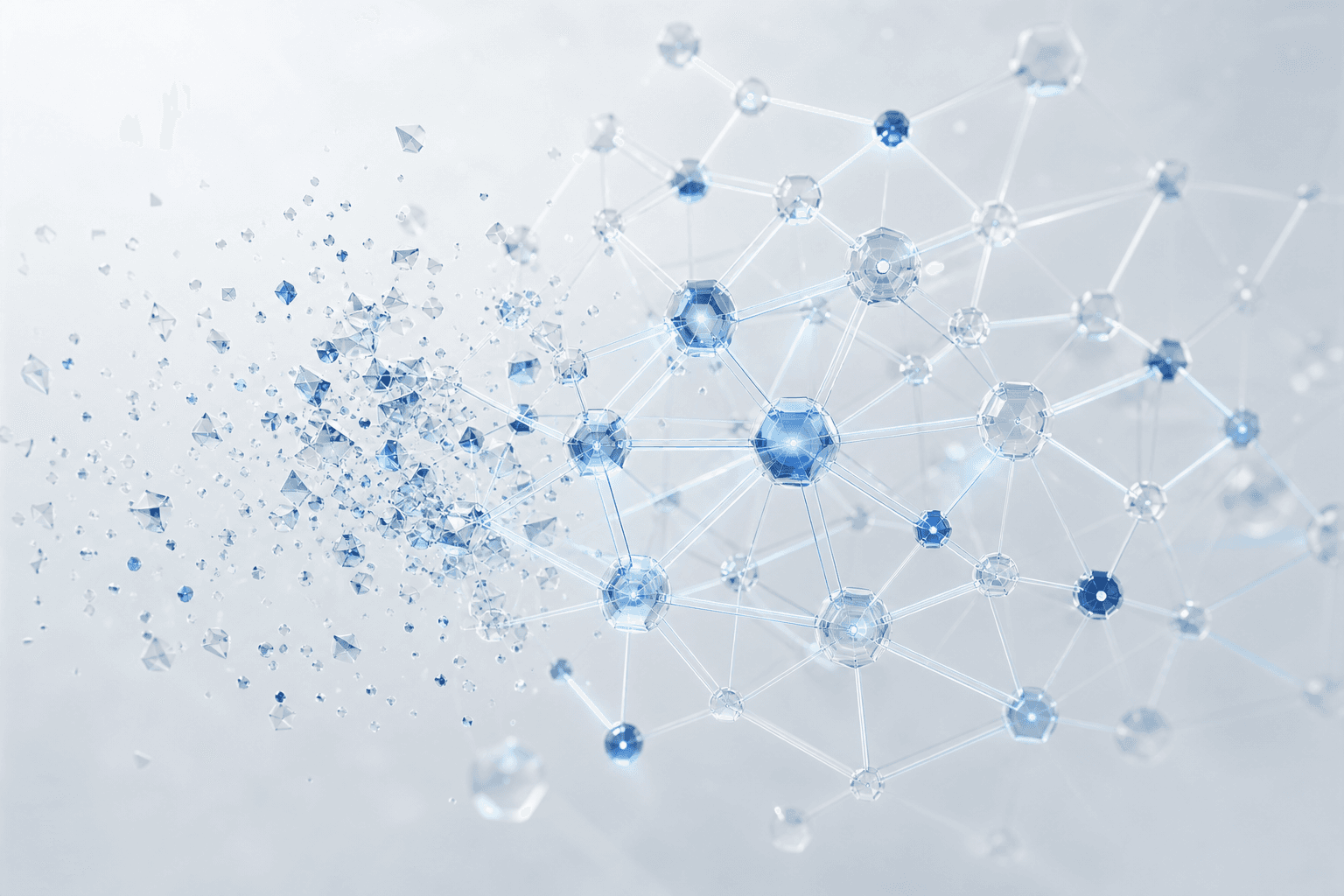 Entities and relationships crystallizing into a knowledge graph